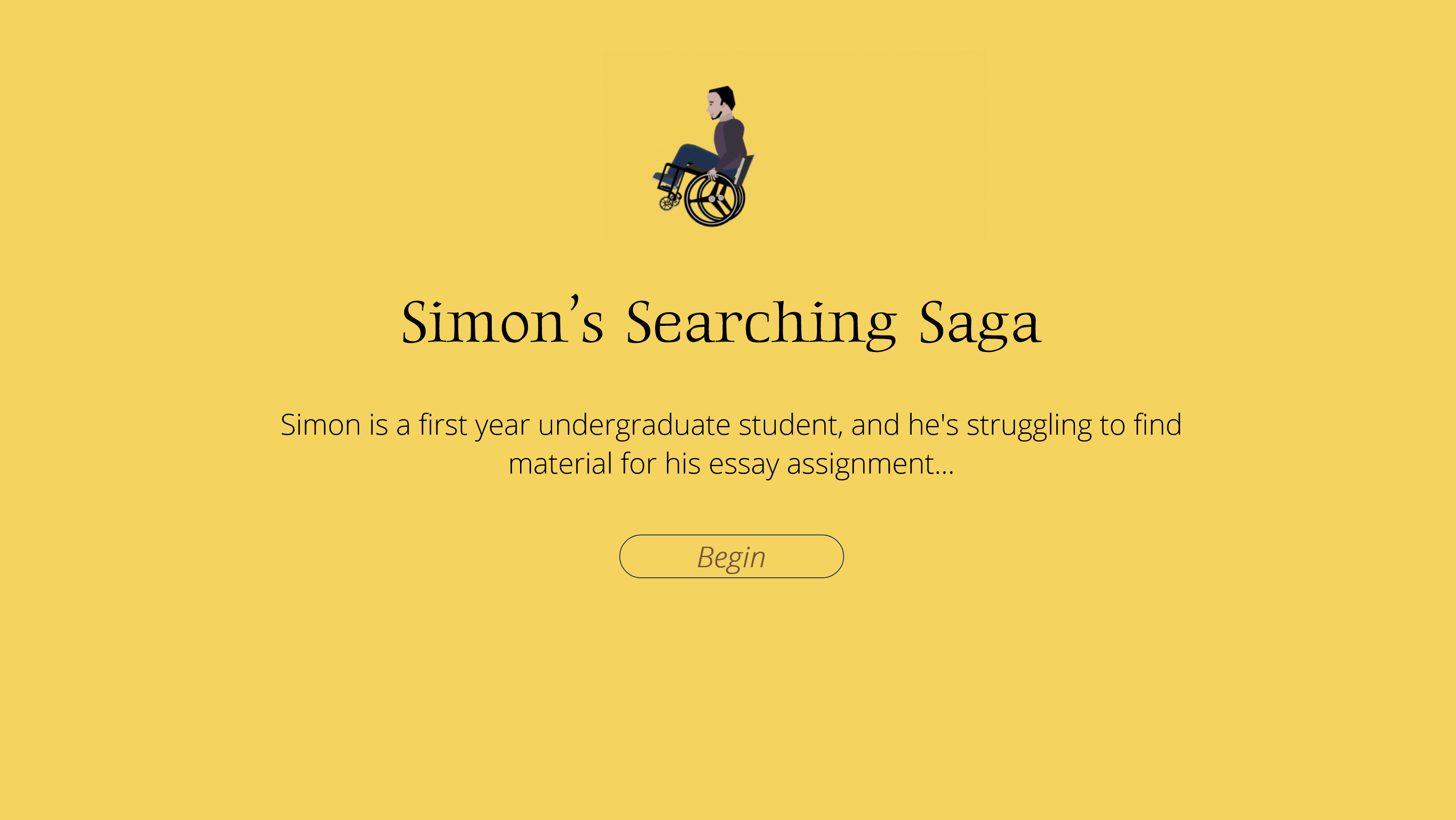 Screen shot of the Simon's Searching Saga story